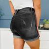 High Waist Elastic Waist Mid Length Shorts-Casual High Waisted Denim Shorts,Stretch Jean Shorts With Adorable Double Pockets