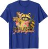 Still Feral Just Forgiven Funny Christian Raccoon Faith TShirt Womens Fashion Floral Print Graphic Saying Tee Y2k Novelty Gift