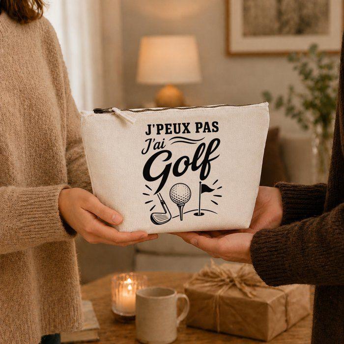 Trousse de toilette - PLANETEE - J’peux pas j’ai Golf (minimaliste) - Beige - 100% coton - 3 L, zip métal
