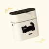 Garbage Can One-Hand Operation Sliding And Lifting Cover Dual Opening Way Trash Bin with Black Cat Print Trash Can for Kitchen Cabinet