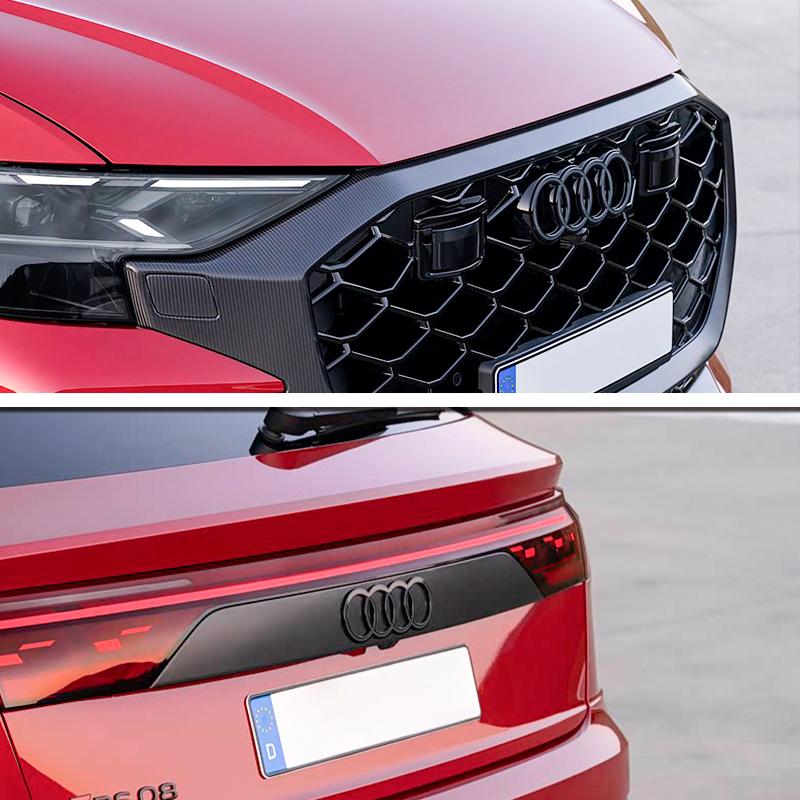 For Audi ABS Four Ring Gloss Black Car Logo Cover Front Grille Badge A3 A4 A5 A6 A7 A8 Q3 Q5 Q7 Rear Trunk Badge Car Accessories