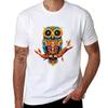 Vibrant Wisdom: Colorful Owl Artwork T-Shirt shirts graphic blue archive black t-shirts for men