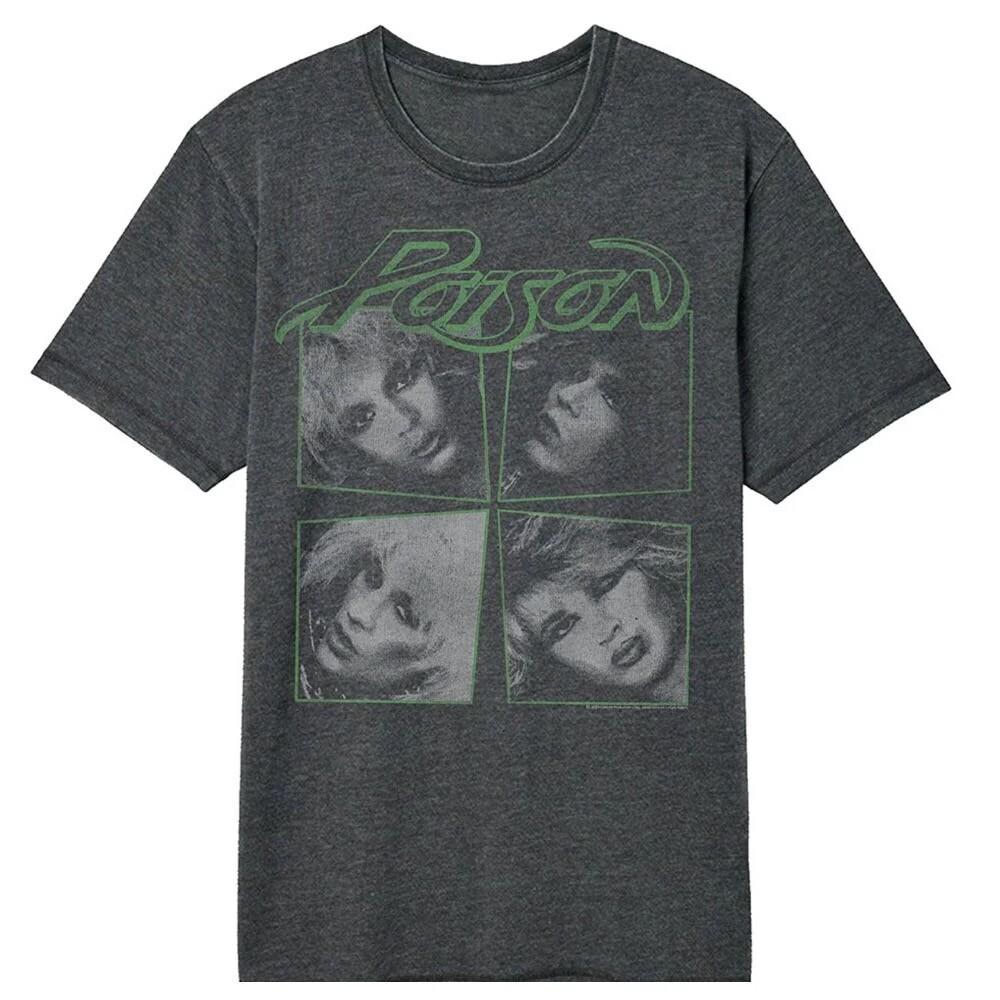Poison Music Band T-Shirt I WANT ACTION FOUR PHOTOS Official Vintage Black Wash Unisex T-Shirt XL