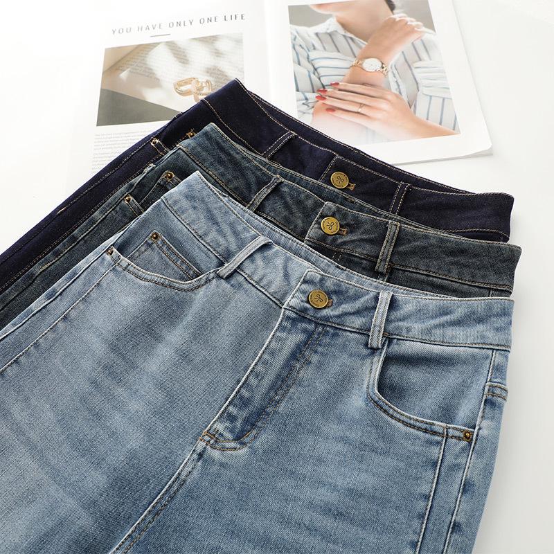 Dámské džíny s vysokým pasem, zeštíhlující, volné, s širokými nohavicemi - Nový trendy jarní a podzimní styl