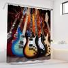 Funny Guitar Shower Curtains Retro Electric Guitar Music Band Theme Small Window Curtain Bathroom Decor Set with Hooks Waterproof Washable 72 W X 72