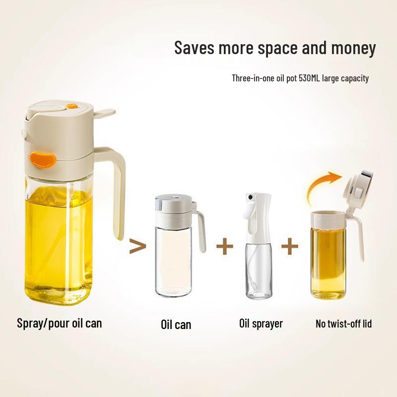 Leak-Proof Dual-Use Oil Sprayer Bottle for Home - Glass Spray & Pour, No-Stick, All-in-One Kitchen Essential