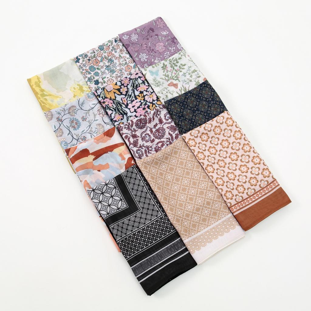 110cm Printed Cotton Square Scarf For Woman Muslim Hijabs Shawls Fashion Soft Wraps Ladies Neckerchief Female Handkerchief