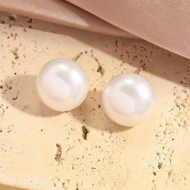 Women's Unique Edgy Pearl Stud Earrings, Minimalist Elegant Sophisticated Fashion Jewelry