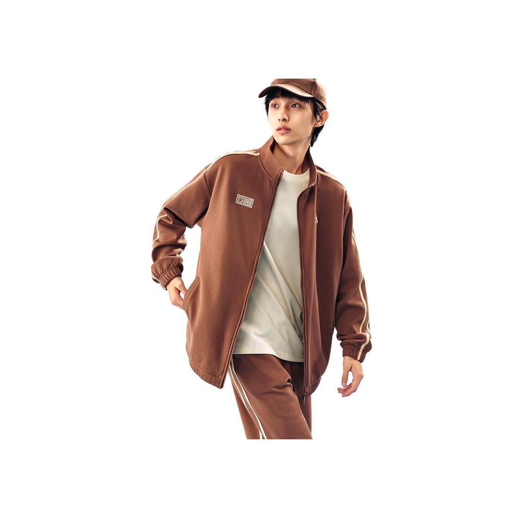 Anta Simple Round Neck Warm Top Breathable Comfortable Long Pants Casual Sports Suit Men Suit Mud-Sand-Gray 952448201-4