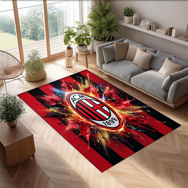 AC Milan Printed Flannel Area Rug Non Slip Soft Polyester Floor Carpet Indoor Decor Mat for Bedroom Living Room Sofa Game Room Home Decoration