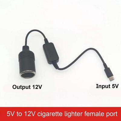 USB C To 12V Black 1FT USB To 12V Cable For Max 12W Type C Male To Female Socket Stable Power Cable For Powerbank Dash Cam GPS