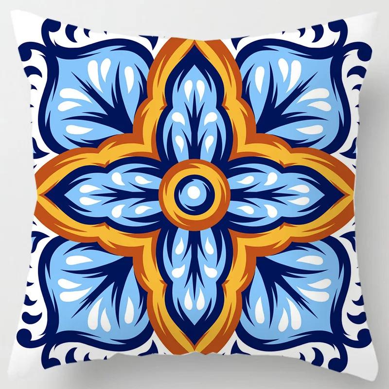 Colorful national floral antique porcelain print Pillowcase Comfortable sofa car Seat cushion cover Bohemian Hippie home decor