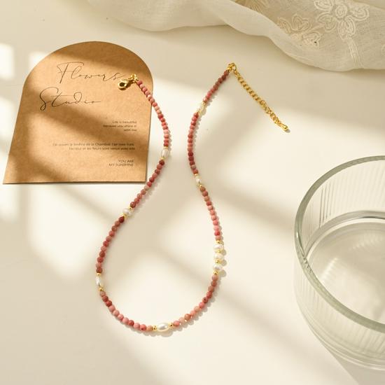 Elegant Pale Pink Rose Quartz & Freshwater Pearl Layered Necklace