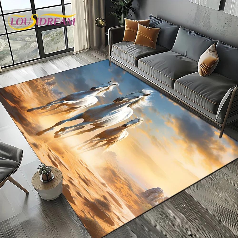 27 Style New Horse Pentium Gallant Steed 3D Animal Carpet Rug for Living Room Bedroom Home Sofa,Kid Area Rug Non-slip Floor Mat