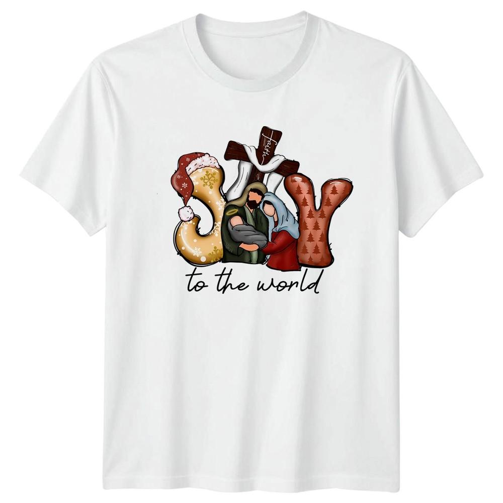 Joy Faith To The World Christmas Nativity Holidays Unisexs Unisexs Graphic Tee S