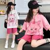 Girls' Summer Casual Set New Korean Style Fashionable Loose Girls' Summer Short Sleeved Shorts Set