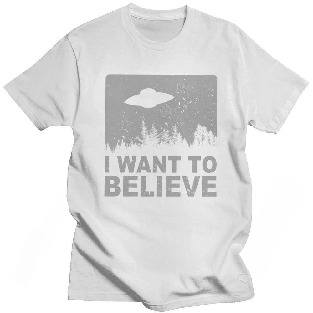 

Stylish Unisex The X Files I Want To Believe Tshirt Crew Neck ONeck Cotton TShirt Alien UFO Area Tee Shirt Apparel Merch S