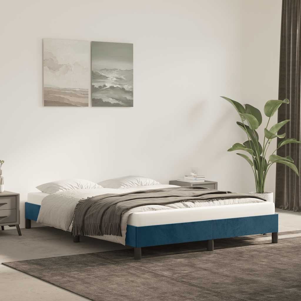 Bed Frame without Mattress Dark Blue 140 x 200 cm Velvet