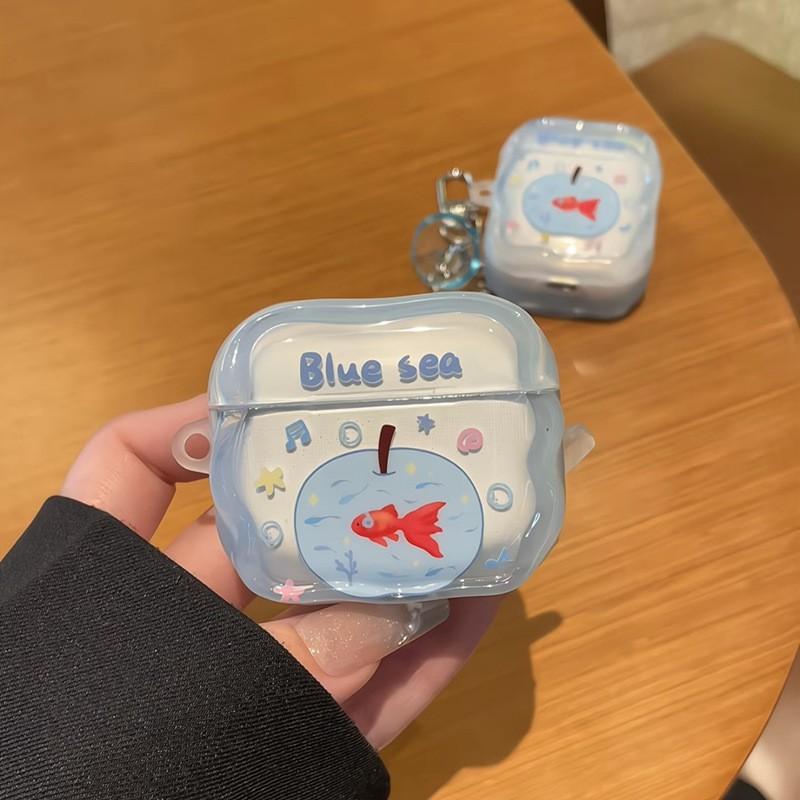 

Koi Fish Suitable Airpodspro3 Generation Earphone Cover Apple Bluetooth Protective Case 4/Pro2 Soft Silicone Goldfish New AirPods 1 2 Generation