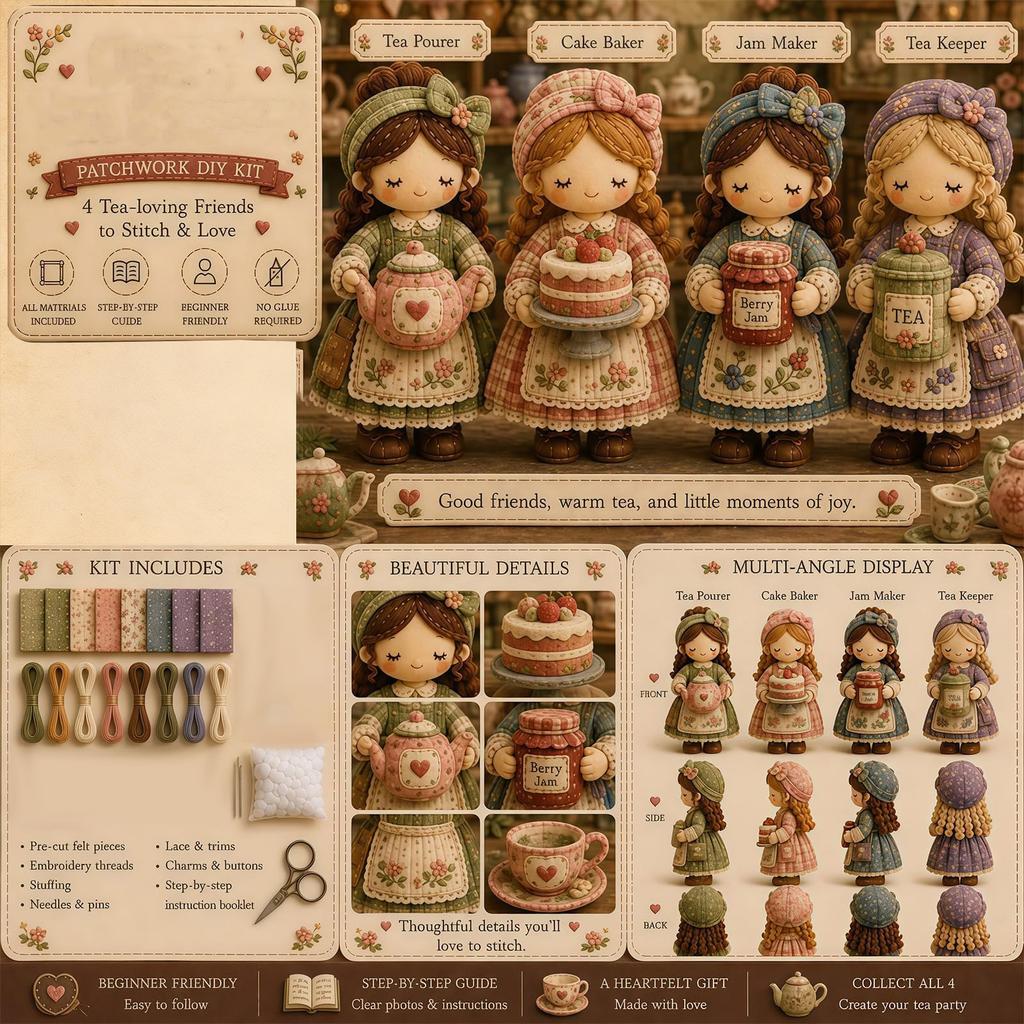 Kit Bambola Patchwork Fai da Te per Bambine Set da Cucito Creativo