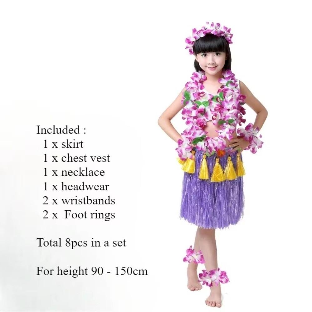 7/8Pcs Costume Hawaiian Costumes Wristbands Hula Dancer Costume  Hawaii Party Supplies