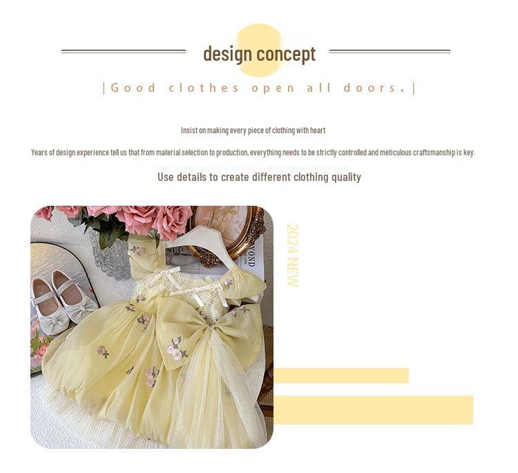 Quick Delivery: 2025 Summer Bow Fashion Baby Girl Birthday Party Dress