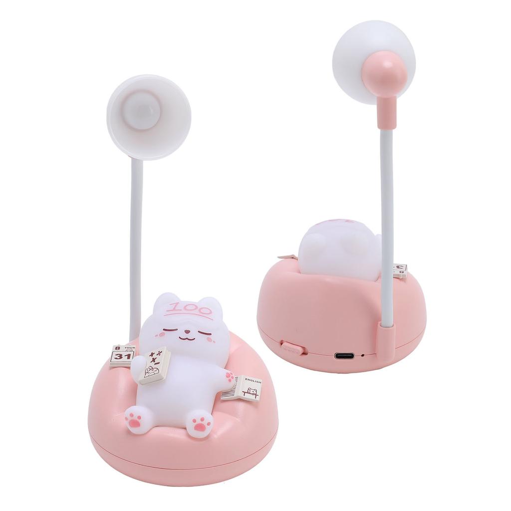 Table Night Light Cute Cat Shape 3 Brightness Eye Care Animal Bedside Lamp for Bedroom Pink
