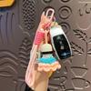 Cute Crochet Badminton Keychain, Handmade Shuttlecock Bag Charm with Braided Rope Clip