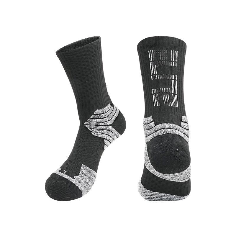 Summer Elite Men's Anti-slip Mid-calf Sports Socks: Durable, Thick, Towel Bottom, Perfect for Basketball & Cycling.