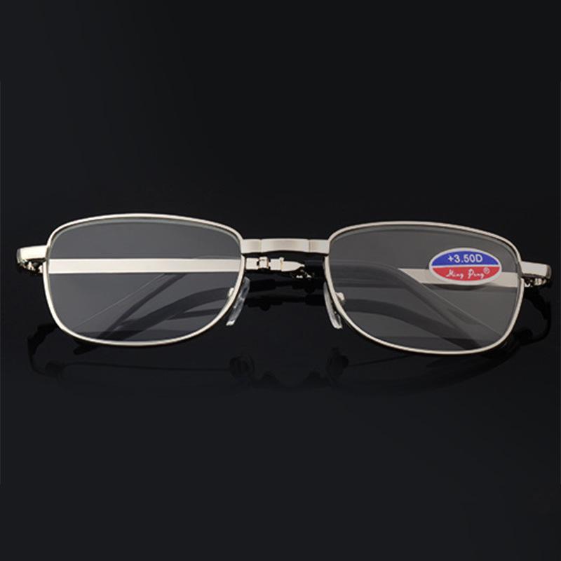 

Складные очки для чтения из оптического стекла, металлические очки для чтения в стиле ретро для пожилых людей +200