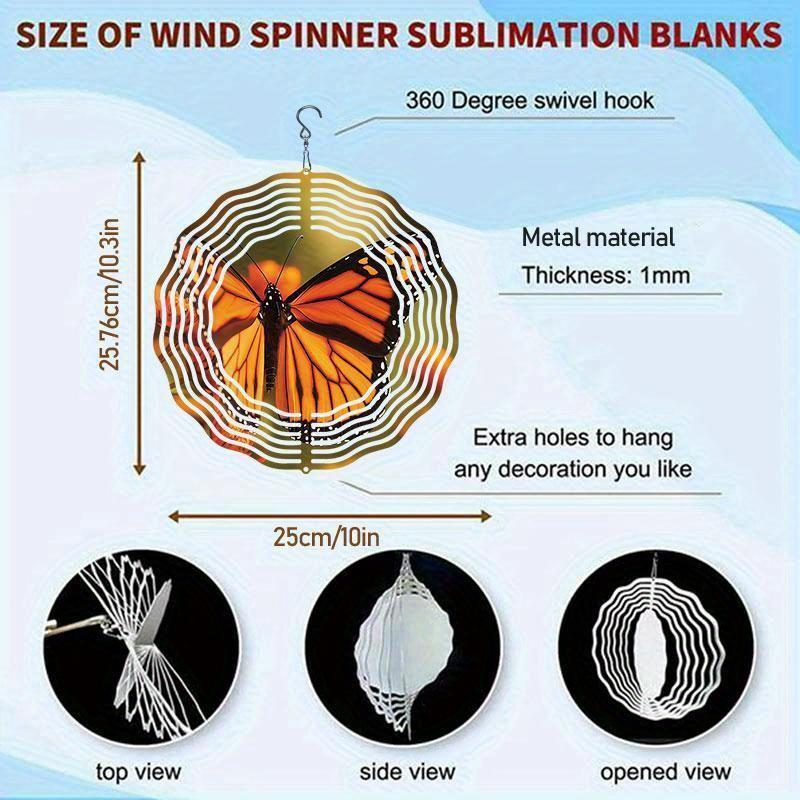 10 Inch Hanging Wind Spinner with 360 Degree Hook for Balcony Garden Decor Spring Summer Outdoor Decoration