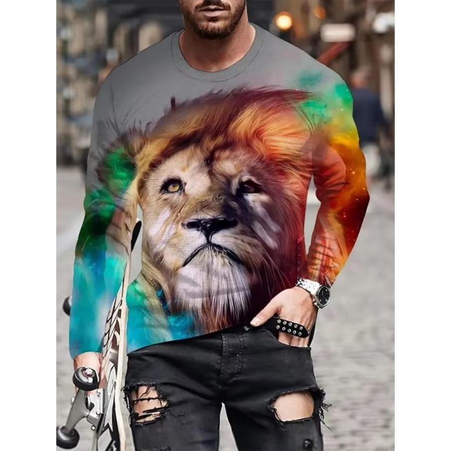 women o neck long sleeve 3d print t shirt