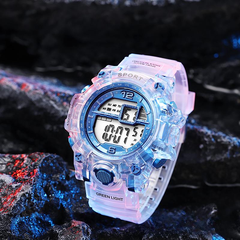 Watch for Boys Kids Transparent Belt Youth Multi-Functional Fashion Sports Electronic Watch