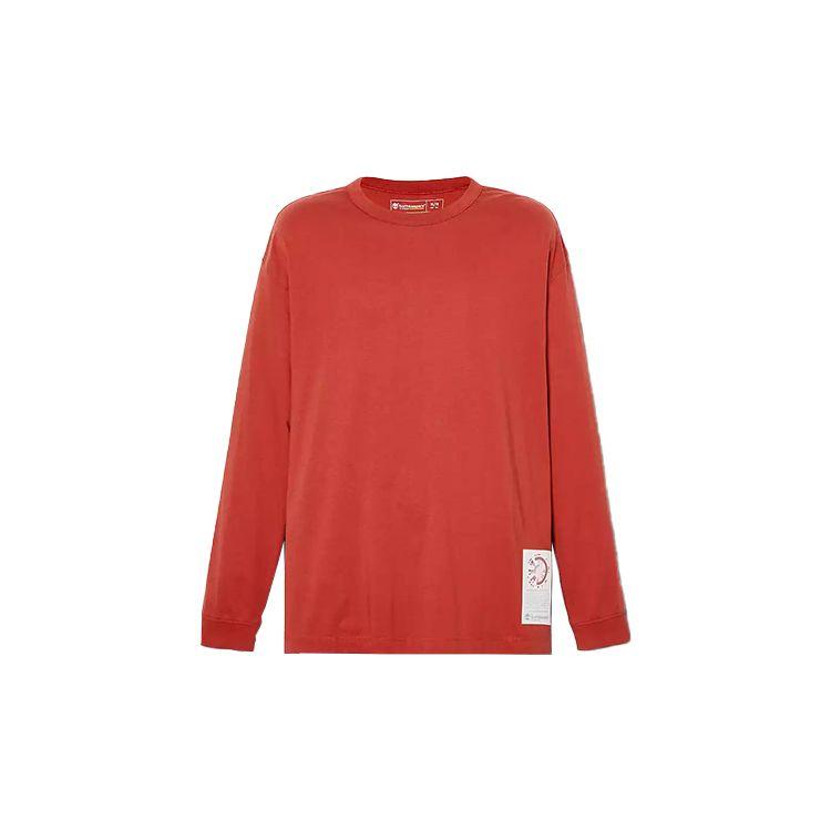 Timberland Pattern Print Crew Neck Long Sleeve T-Shirt Unisex Tops Red A6BM2-DL9