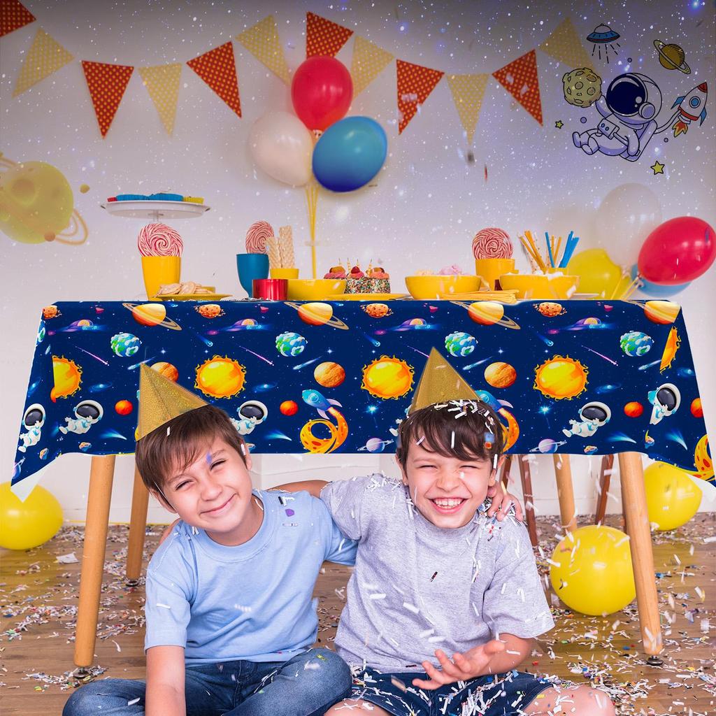 3 Pcs Space Tablecloth, Outer Space Party Table Cloth Set - Astronaut Table Covers, Space Birthday Party Tablecloth