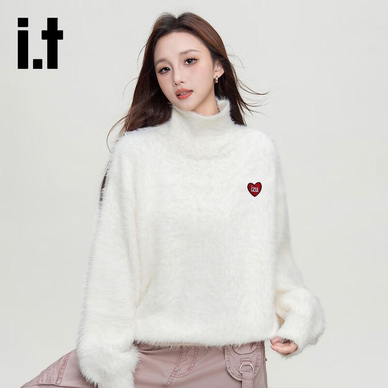 

izzue Women s Heart Pattern Mock-Neck Sweater 3XL