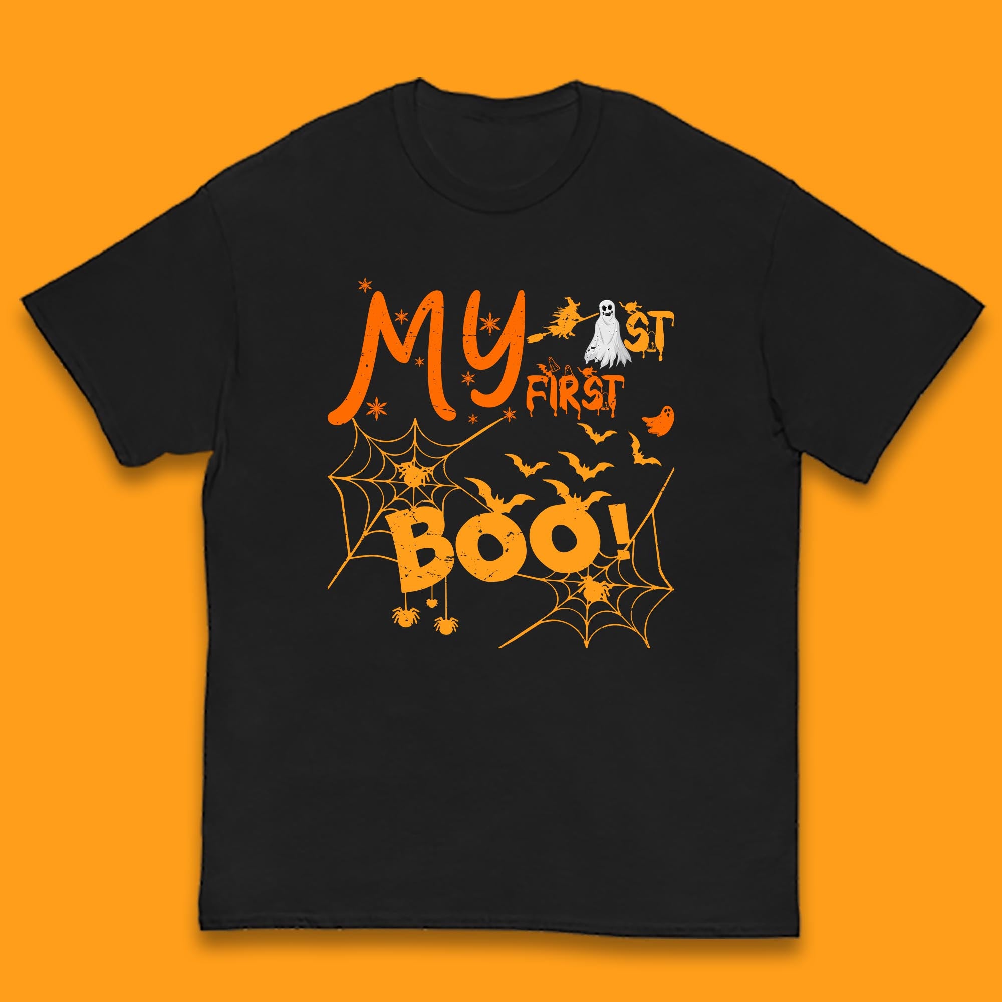 My First Boo Halloween Funny Boo Ghost Spooky Vibes Kids T Shirt 110