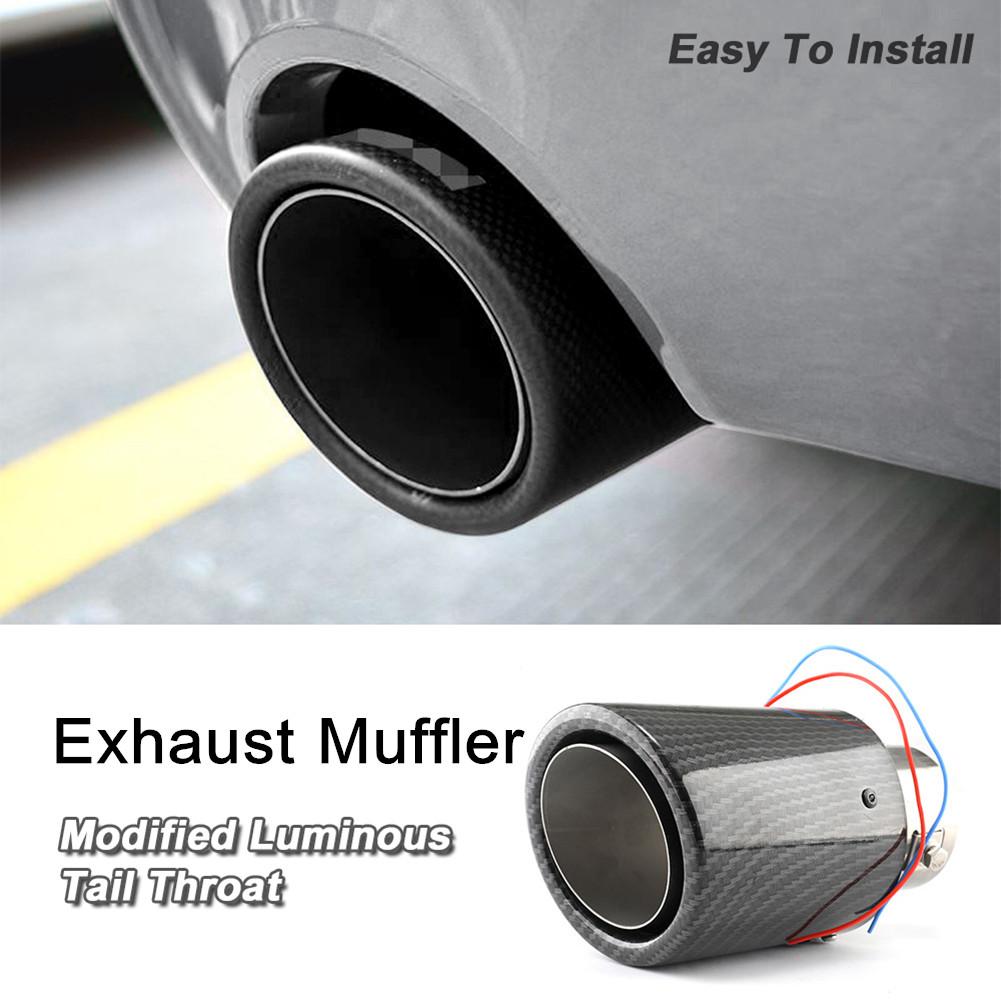Furulu Universal Carbon Fiber Style Car Exhaust Muffler Pipe Tip LED Light Exhau