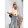 JPNTKY Women's Fashion Casual Solid Color Print Short Sleeve POLO Neck Blouses & Shirts