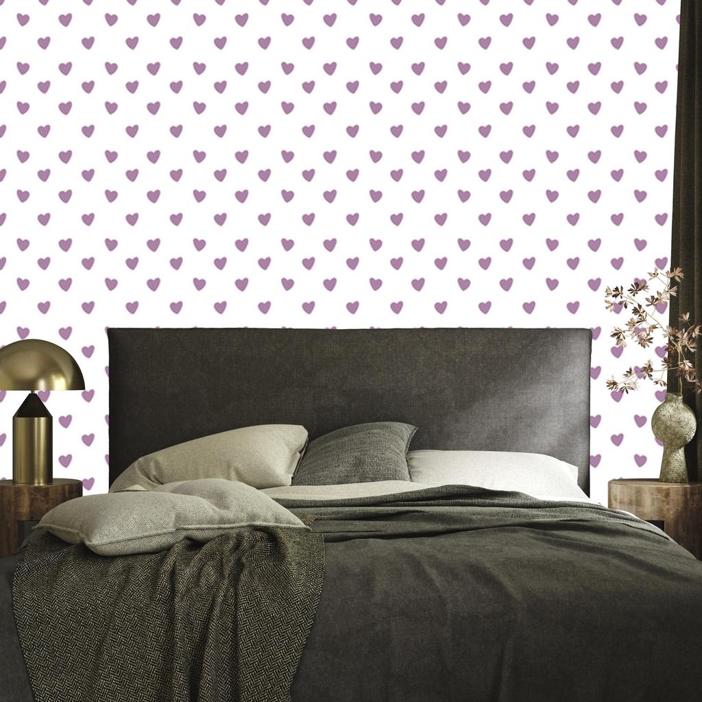 Heart Wallpaper White, Purple and Light Gray 50x1000