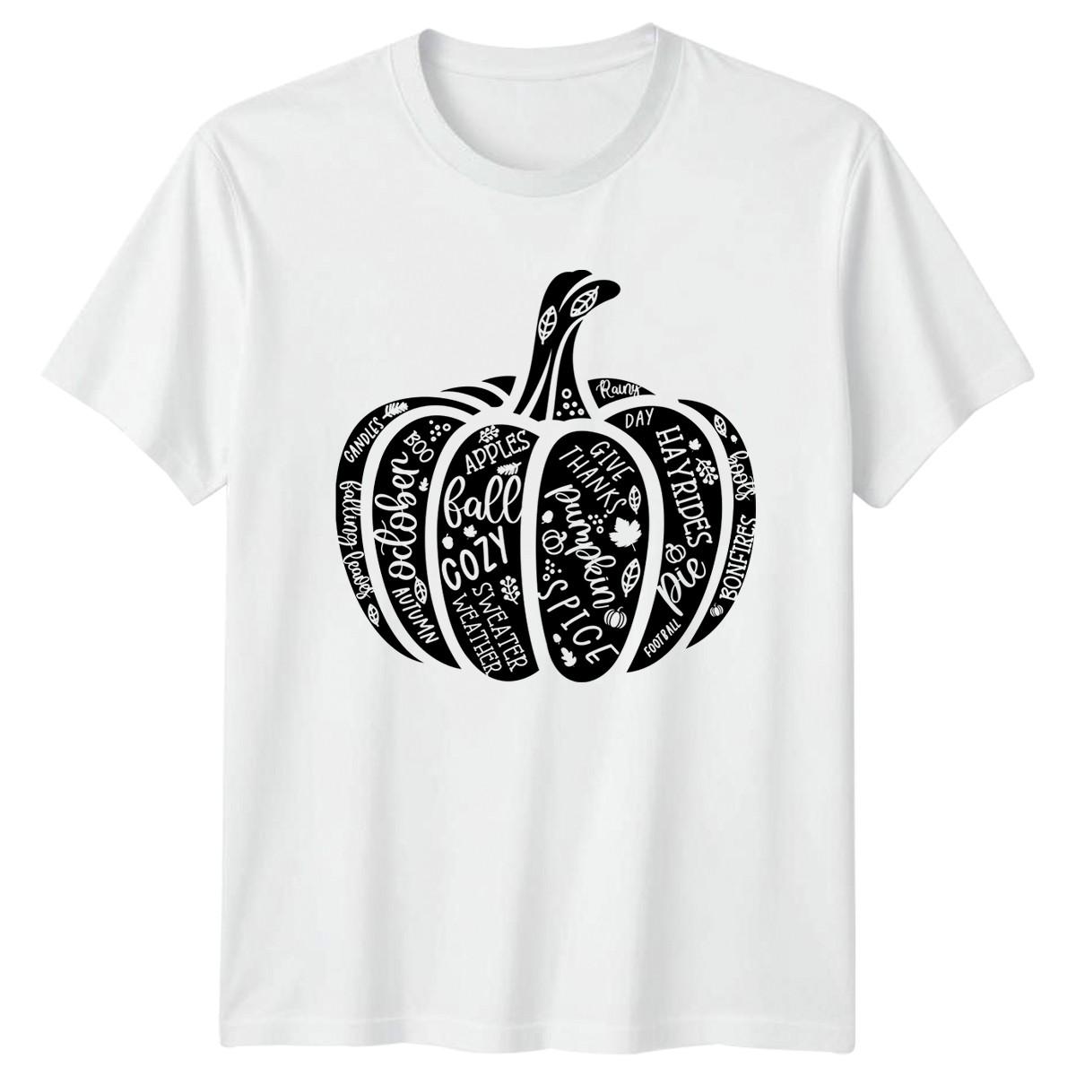 Fall Autumn Pumpkin Spice Give Thanks Hayrides Graphic Tee Men T-Shirt Women Top XXXXL