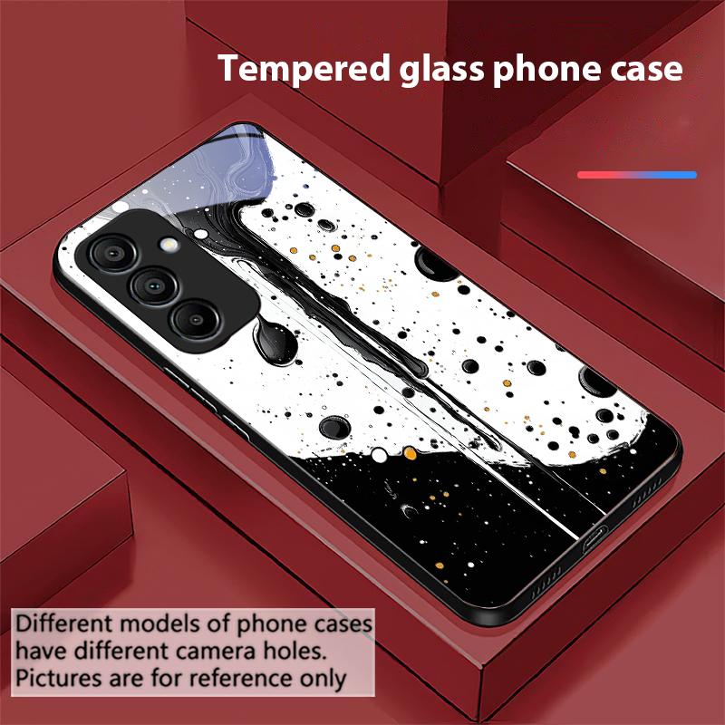 Color Ink Dot White For Samsung Galaxy A15 5G 54 4G 51 50 24 35 90 71 12 51 53 52S 80 22 34 Black Tempered Glass Phone Case
