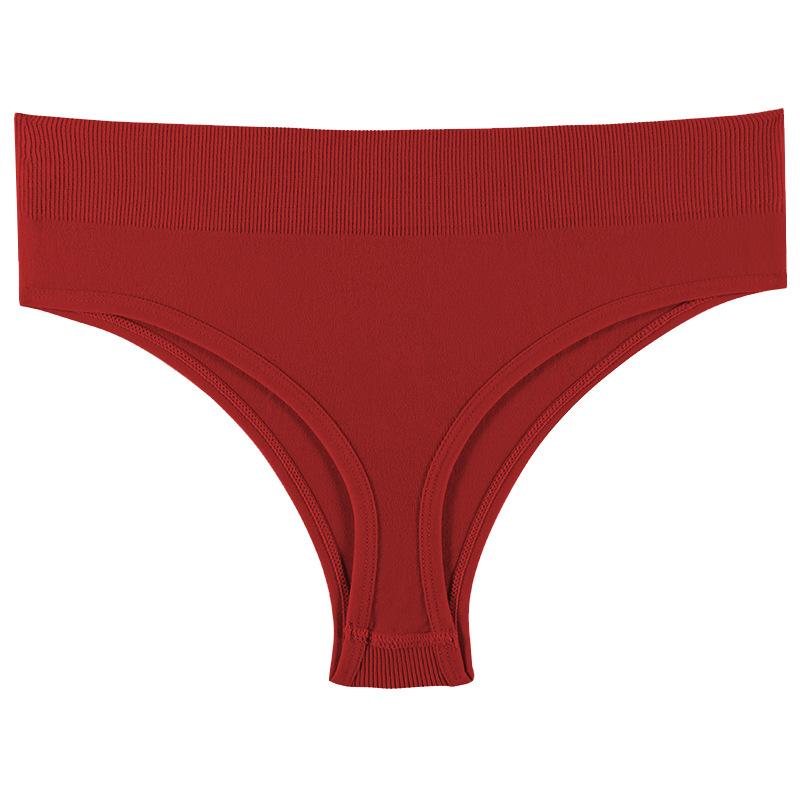 Dámské jednobarevné kalhotky Sexy středně vysoké G-string Tanga Dámské měkké nylonové spodní prádlo Pružné T-back Tanga Spodní prádlo