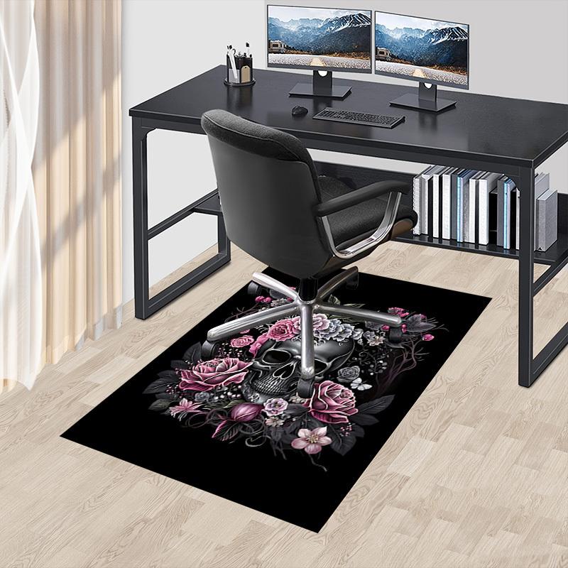 1PC Skull Flowers Carpet Ultra Soft, Thick & Absorbent, Non Slip Machine Washable Mat for Entryway