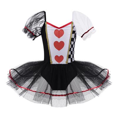 Kids Girls Queen Costume Short Sleeves Ballet Tutu Dress Children Halloween Cosplay Party Carnival Fancy Dress Up