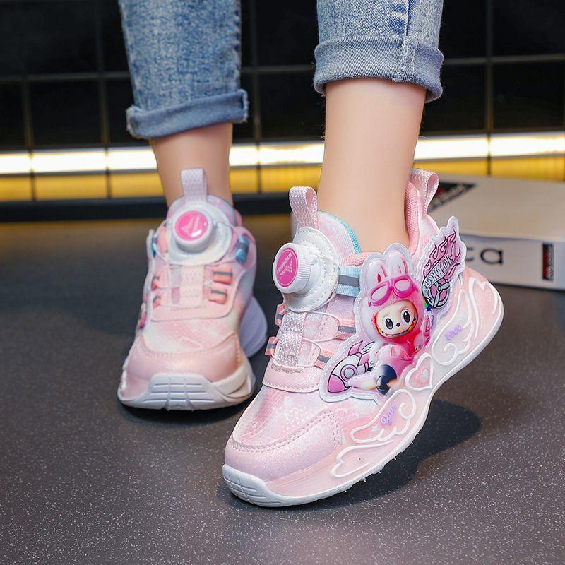 Girls' Fashionable Sports Shoes, Autumn and Winter Children's Fleece Warm Shoes, Lightweight Soft-soled Princess Shoes