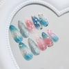 Three-dimensional metal sense irregular lines star light pearl gradual change blush nail art piece 24 pieces