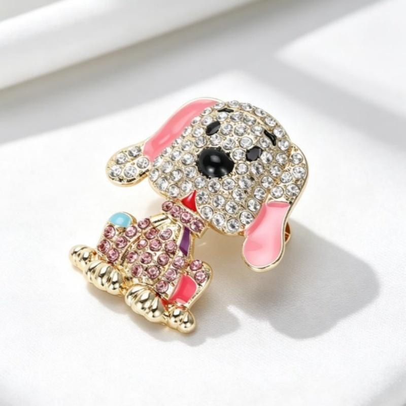 Cute Dog Brooches With Sparkling Plastics Enamel Details For Daily Wear Gifts For Dog Lovers Accessory