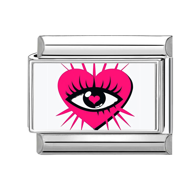 New Creative Tai Chi Cat Eyes Heart Flowers Italian Charm Links Fit 9mm Stainless Steel Bracelet Women Men DIY Making Gifts