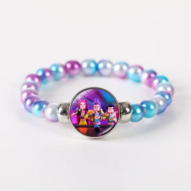 Ins Style Cartoon Beaded Bracelet, 2025 Spring New Glass Charm Jewelry, Unisex Handmade Gift for Travel Souvenir, 16+6cm Adjustable Chain